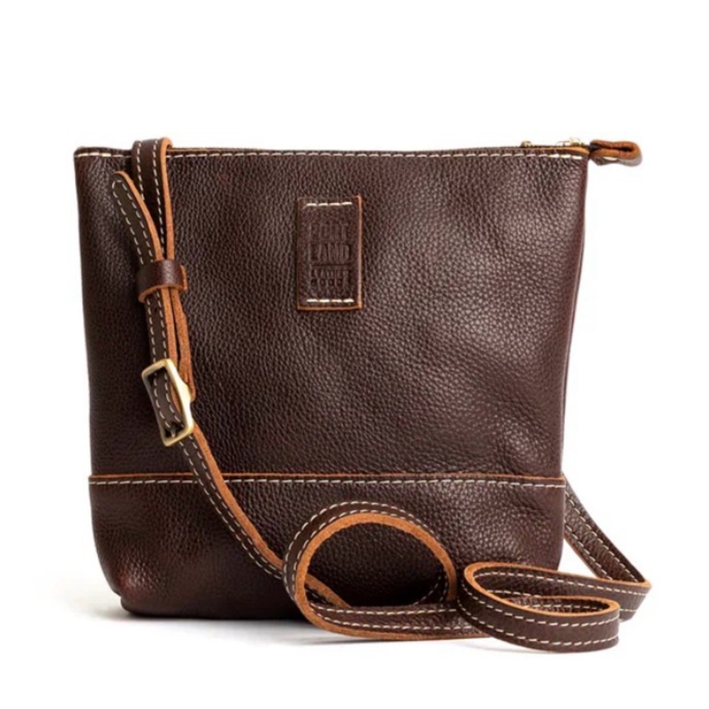 Portland Leather “Festival” Dark Brown Crossbody Bag